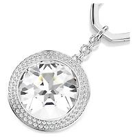 Bag charm, Round cut, White, Rhodium plated