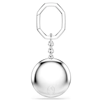 Bag charm, Round cut, White, Rhodium plated