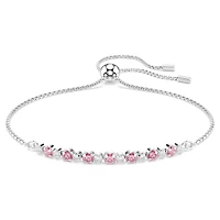 Matrix bracelet, Round cut, Pink, Rhodium plated