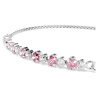Matrix bracelet, Round cut, Pink, Rhodium plated