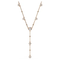 Imber Y necklace, Round cut, White, 18K rose gold finish