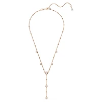 Imber Y necklace, Round cut, White, 18K rose gold finish