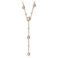 Imber Y necklace, Round cut, White, 18K rose gold finish