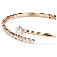 Matrix bangle, Round cut, White, 18K rose gold finish
