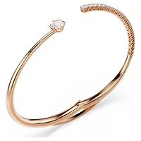 Matrix bangle, Round cut, White, 18K rose gold finish