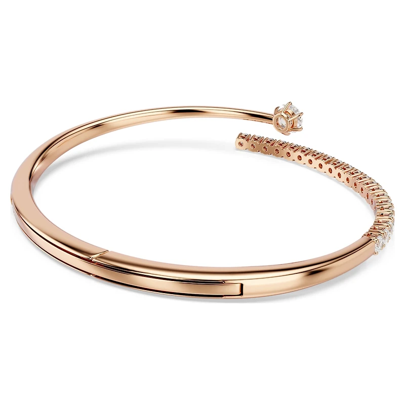 Matrix bangle, Round cut, White, 18K rose gold finish