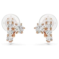 Matrix clip earrings, Round cut, White, 18K rose gold finish