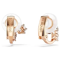 Matrix clip earrings, Round cut, White, 18K rose gold finish