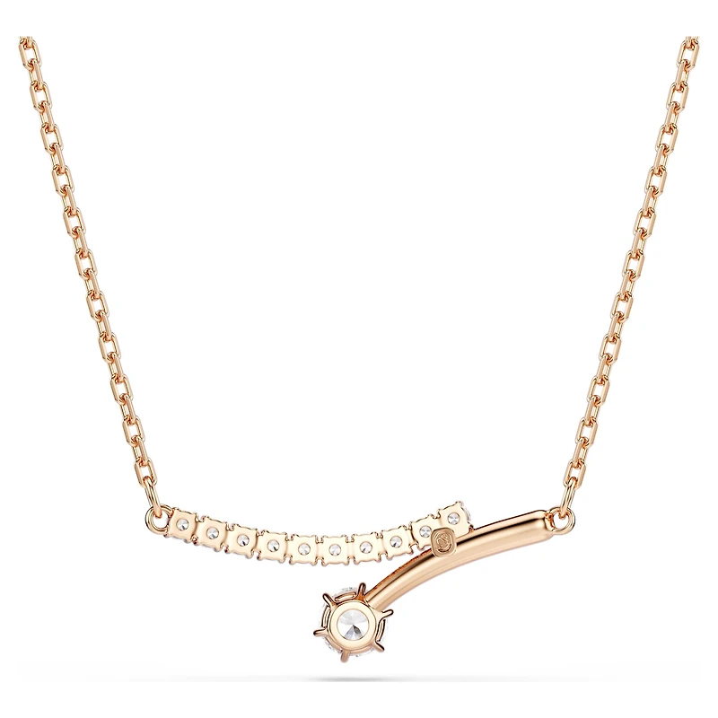 Matrix necklace, Round cut, White, 18K rose gold finish