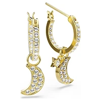 Symbolica drop earrings, Round cut, Moon, White, 18K gold finish