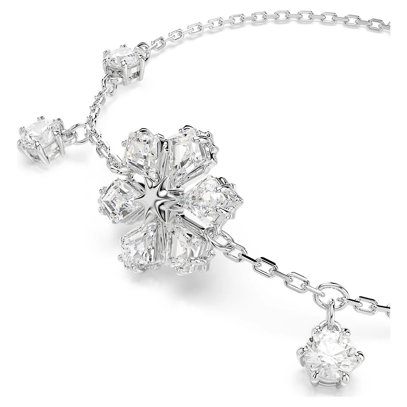 Idyllia bracelet, Mixed cuts, Snowflake, White, Rhodium plated