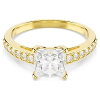 Attract ring, Square cut, Pavé, White, 18K gold finish