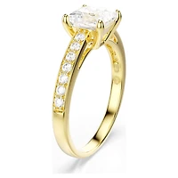 Attract ring, Square cut, Pavé, White, 18K gold finish