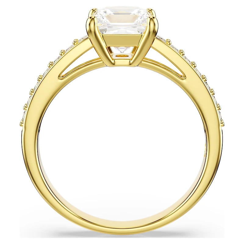 Attract ring, Square cut, Pavé, White, 18K gold finish