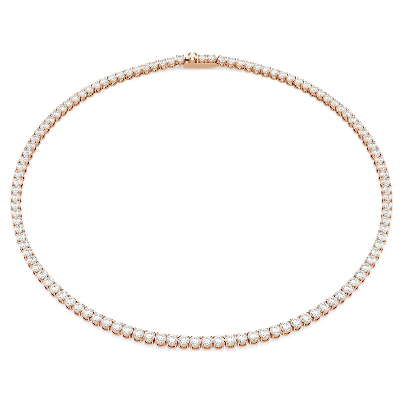 Matrix Tennis necklace, Round cut, White, 18K rose gold finish