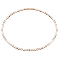 Matrix Tennis necklace, Round cut, White, 18K rose gold finish