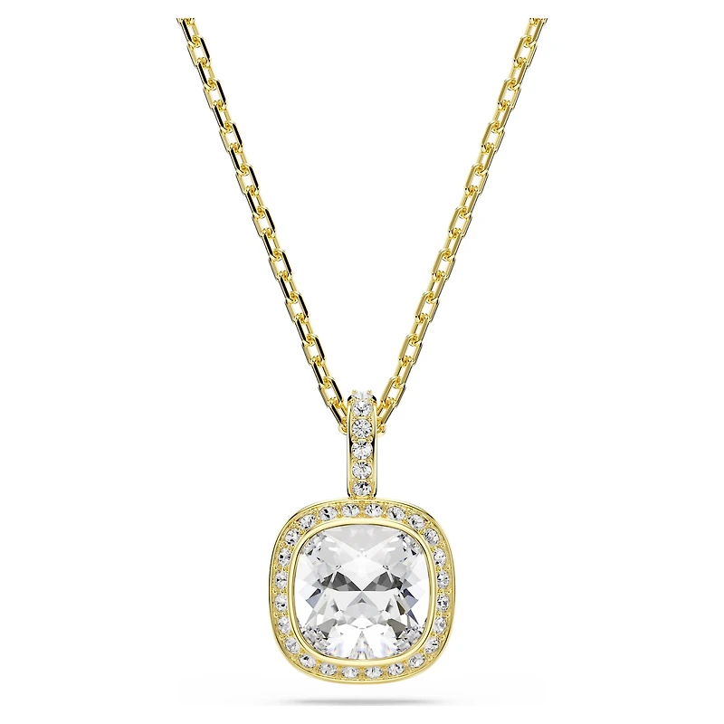 Una Angelic pendant, Cushion cut, White, 18K gold finish