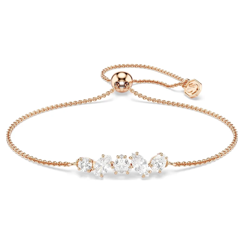 Mesmera bracelet, Mixed cuts, White, 18K rose gold finish