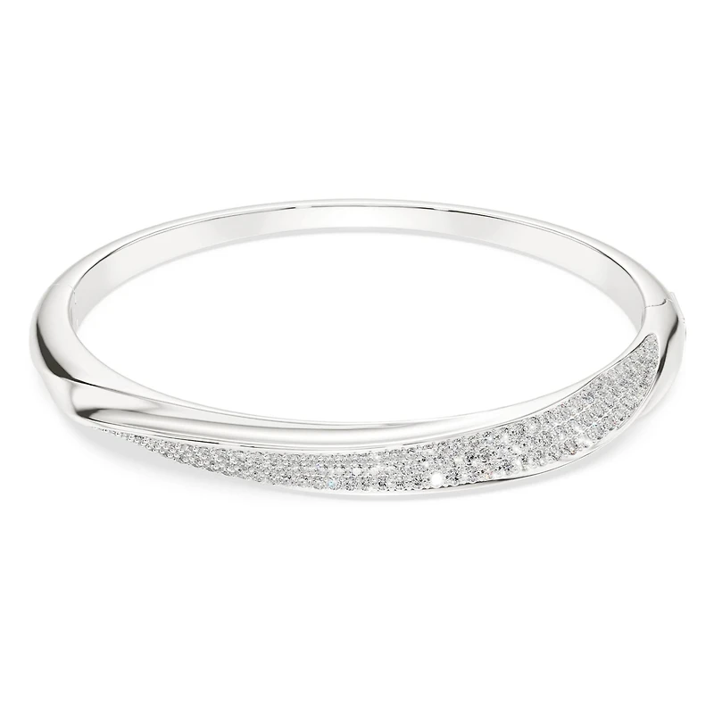 Classica bangle, Round cut, White, Sterling silver