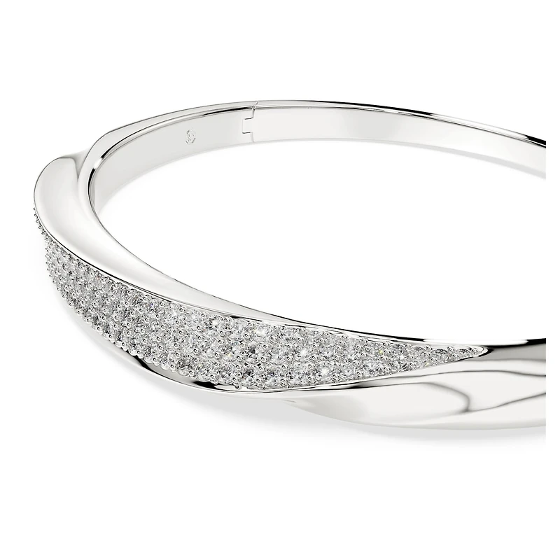 Swarovski Classica bangle, Round cut, White, Sterling silver
