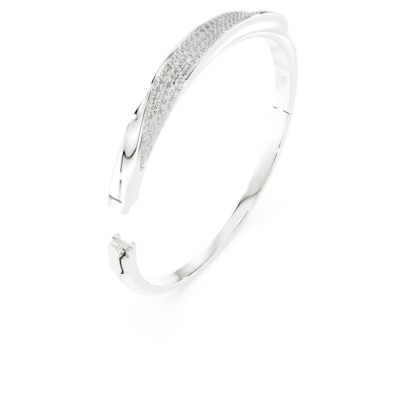 Swarovski Classica bangle, Round cut, White, Sterling silver