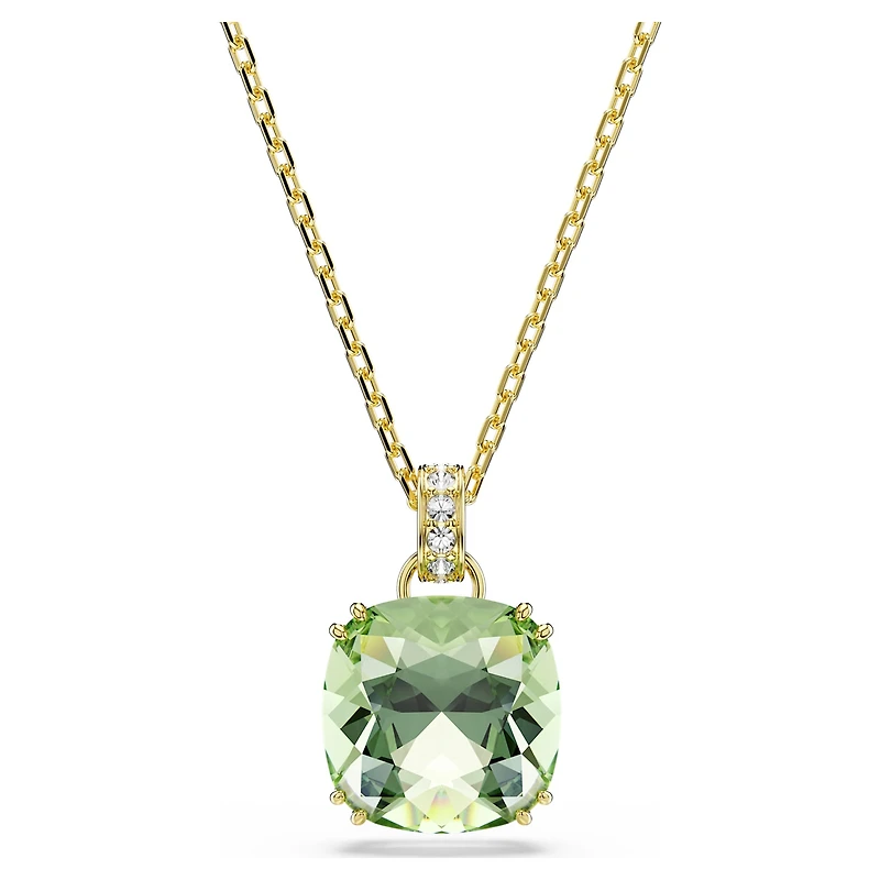 Millenia pendant, Cushion cut, Green, 18K gold finish