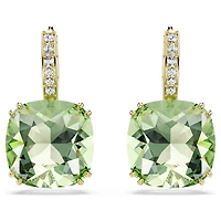 Millenia drop earrings, Cushion cut, Green, 18K gold finish