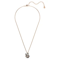 Swan pendant, Mixed cuts, Swan, Grey, 18K rose gold finish