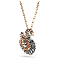 Swan pendant, Mixed cuts, Swan, Grey, 18K rose gold finish