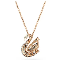 Swan pendant, Mixed cuts, Swan, Grey, 18K rose gold finish