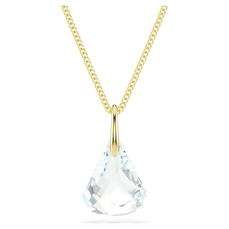 Lunar pendant, Oval cut, White, 18K gold finish