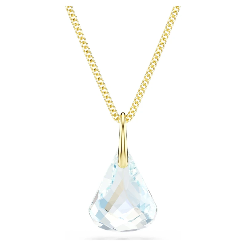Lunar pendant, Oval cut, White, 18K gold finish