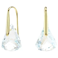 Lunar drop earrings, Oval cut, White, 18K gold finish