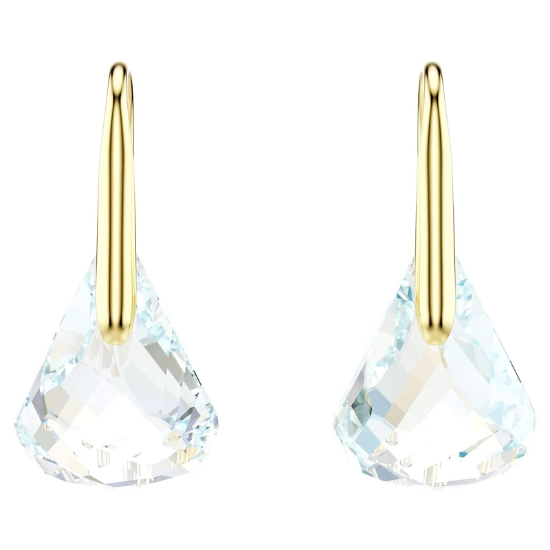 Lunar drop earrings, Oval cut, White, 18K gold finish