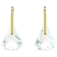 Lunar drop earrings, Oval cut, White, 18K gold finish
