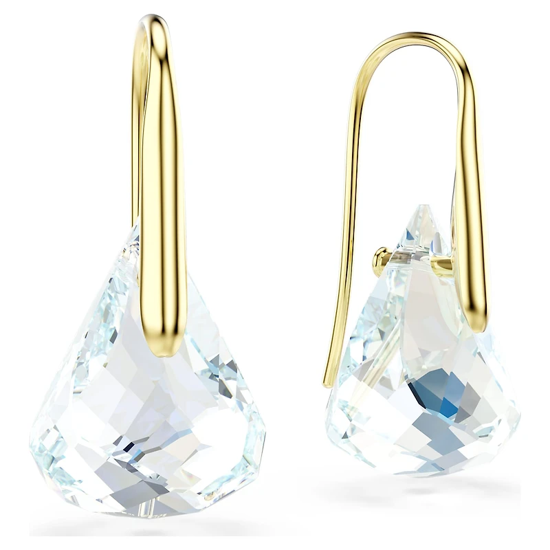 Lunar drop earrings, Oval cut, White, 18K gold finish