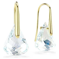 Lunar drop earrings, Oval cut, White, 18K gold finish