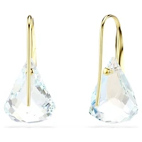 Lunar drop earrings, Oval cut, White, 18K gold finish