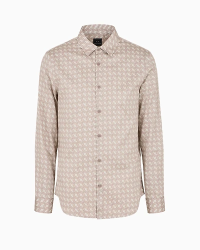 Regular fit patterned satin cotton shirt