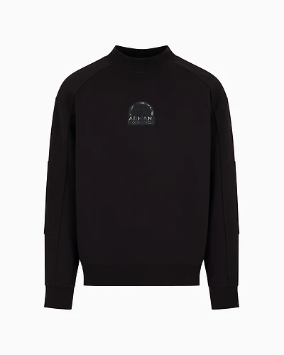 Stretch cotton sweatshirt with logo crest