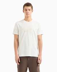 Armani Exchange - ASV organic cotton regular fit T-shirt with embroidered lettering, Man, White, Size: M