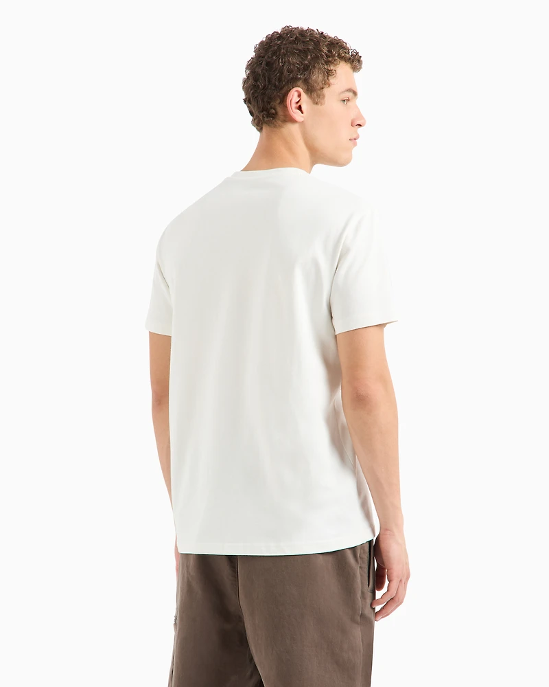 Armani Exchange - ASV organic cotton regular fit T-shirt with embroidered lettering, Man, White, Size: M