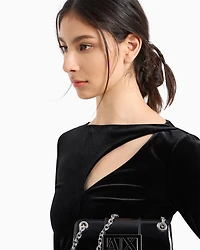 Velvet longuette dress with cut-out