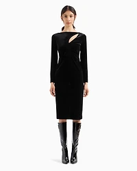 Velvet longuette dress with cut-out