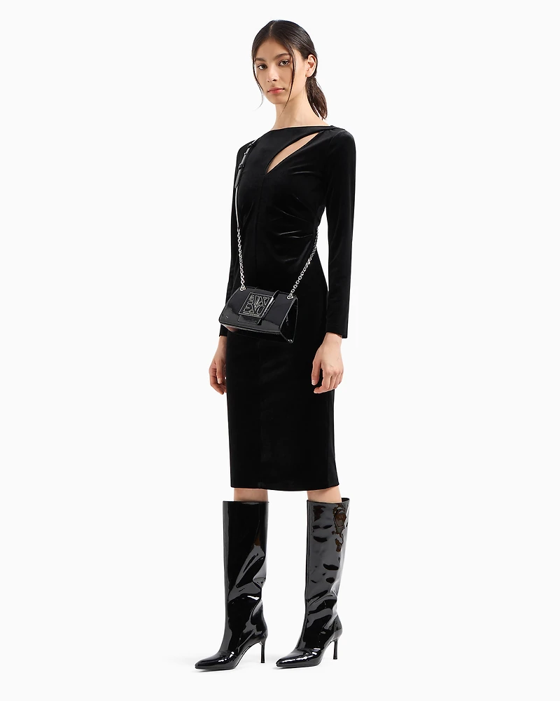Velvet longuette dress with cut-out