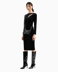 Velvet longuette dress with cut-out
