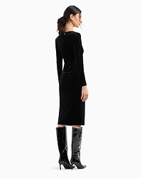 Velvet longuette dress with cut-out