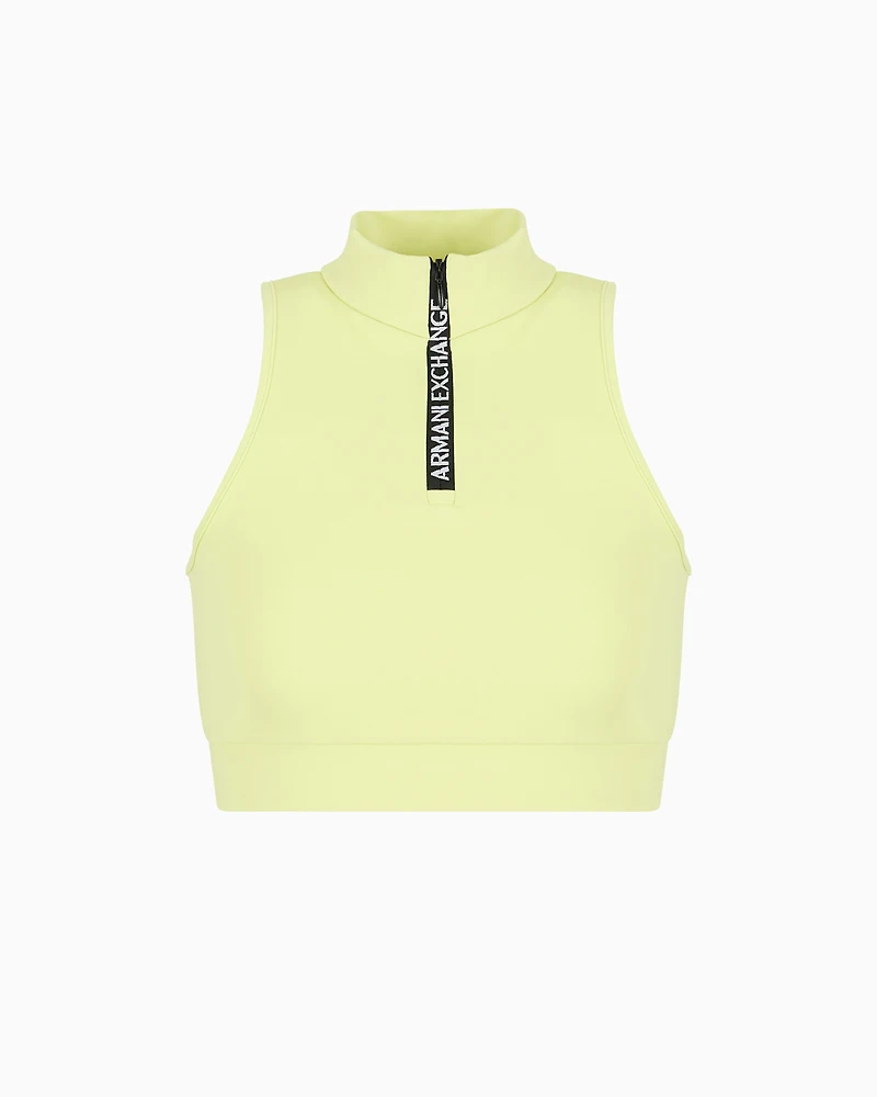 Stretch jersey top with zip