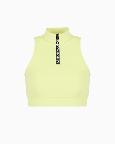 Stretch jersey top with zip
