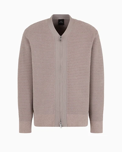 Jacquard zip knit cardigan